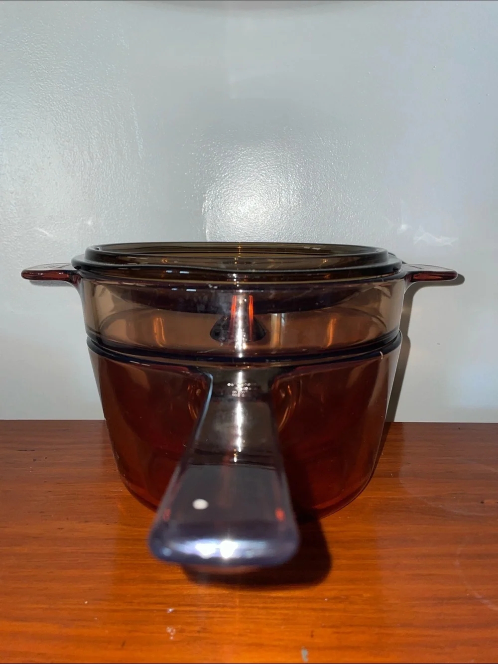 Vintage Corning Visions Amber Glass 1.5L Double Boiler Saucepan Set w Lid